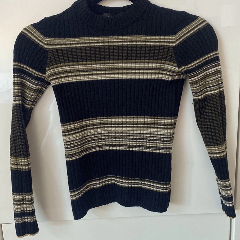 Proenza Schouler Classic Green Wool Ribbed Knit Crew XS